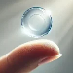 Contact lens glowing under soft light, emphasizing clarity and eye health