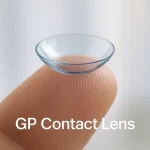rigid gas permeable contact lens on fingertip for vision correction and corneal health