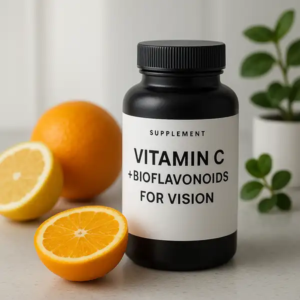 Vision support supplement with vitamin C and bioflavonoids