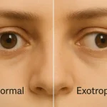 Comparison of normal eye alignment and exotropia in human orbital anatomy