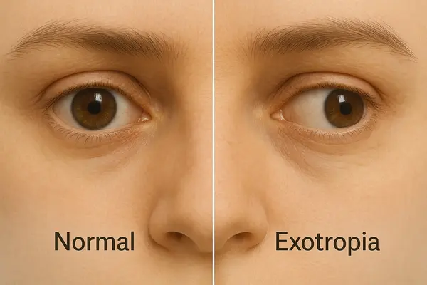Comparison of normal eye alignment and exotropia in human orbital anatomy